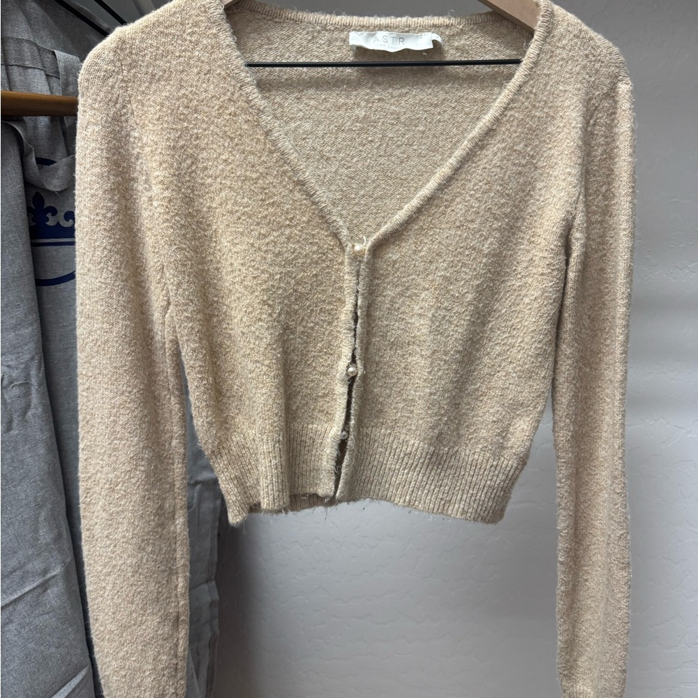 ASTR Beige Women's Cardigan